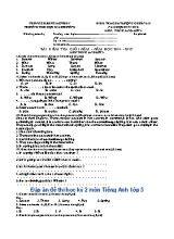 Đề kiểm tra chất lượng cuối năm môn Tiếng Anh Lớp 5 - Năm học 2014-2015 - Trường TH Giao Hương (Có đáp án)